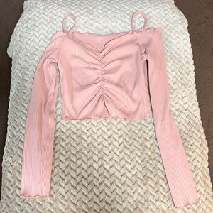 Elegant Pink Ruched Crop Top